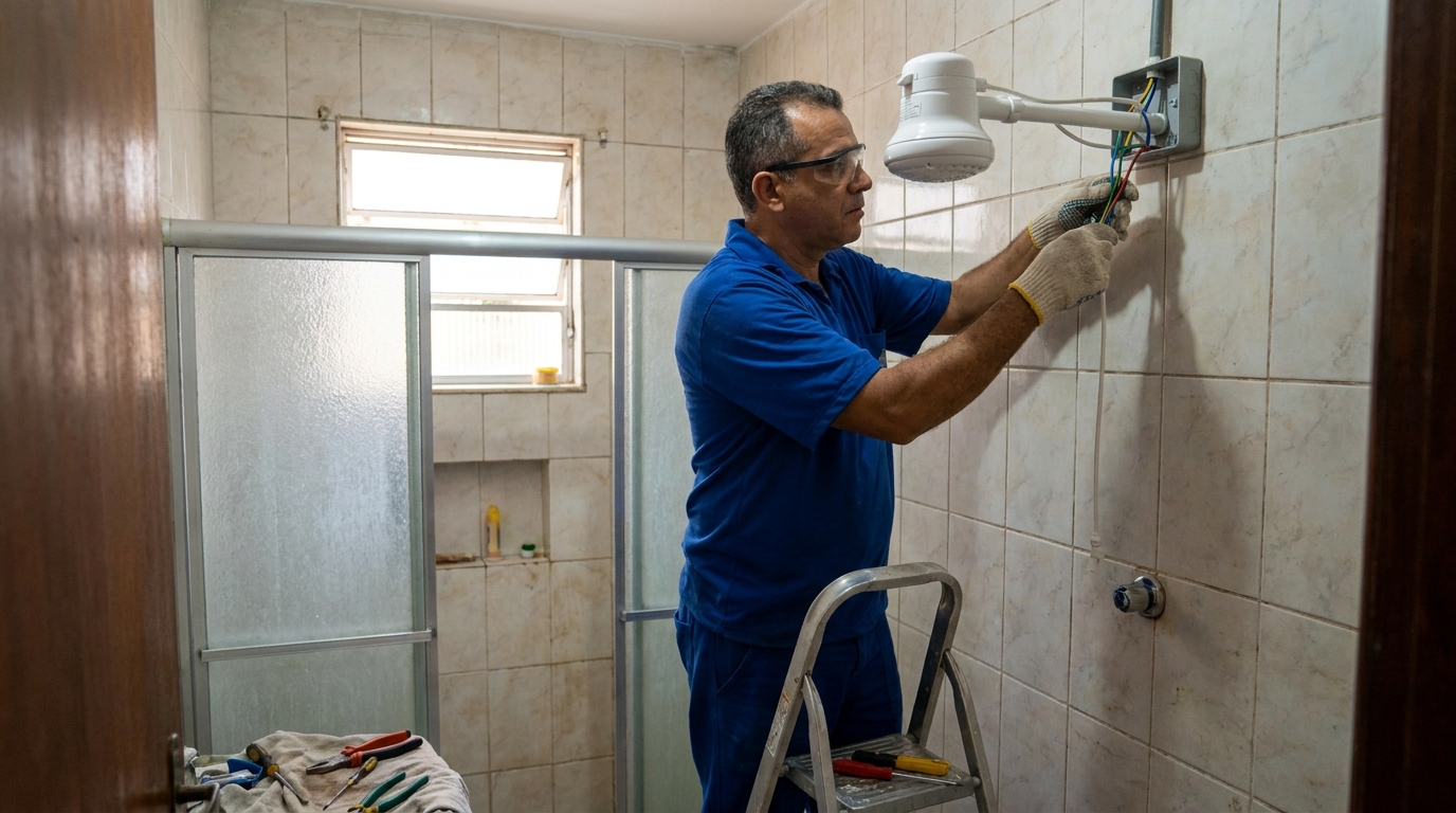 Substituição de Chuveiro Antigo no Açude, Betim‑MG